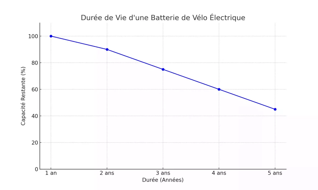 Le graphique sur la durée de vie d'une batterie de vélo électrique