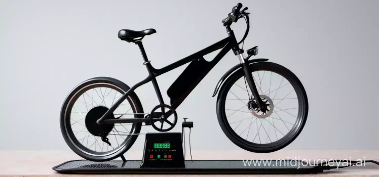 Vélo électrique pesé sur une balance pour déterminer son poids moyen