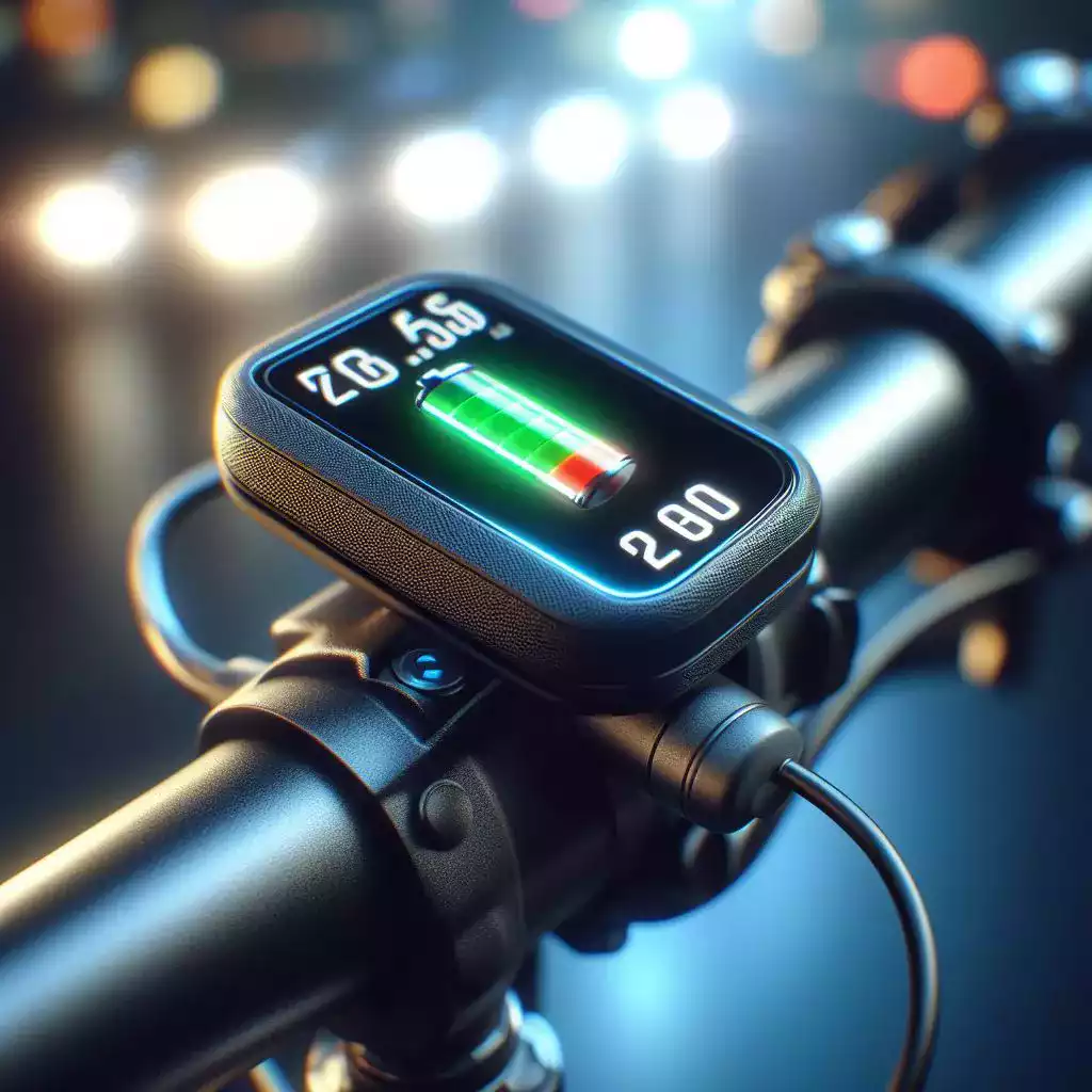 Compteur GPS de vélo sur guidon montrant une carte et les statistiques du parcours