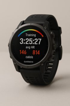 Montre Garmin fēnix® 8 affichant des données d'entraînement