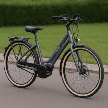 Vélo Elops 920E Connect Owuru gris – moteur automatique, courroie carbone