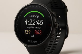 Montre Polar Vantage M noire affichant des données d'entraînement