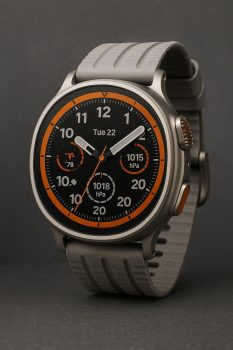 Montre Samsung Galaxy Watch Ultra en titane avec cadran noir et accents orange