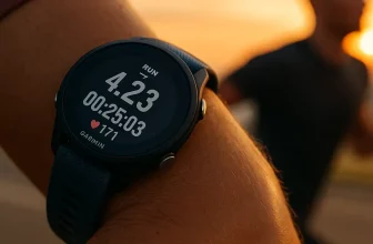 Garmin Forerunner 255 portée par un coureur pendant un entraînement