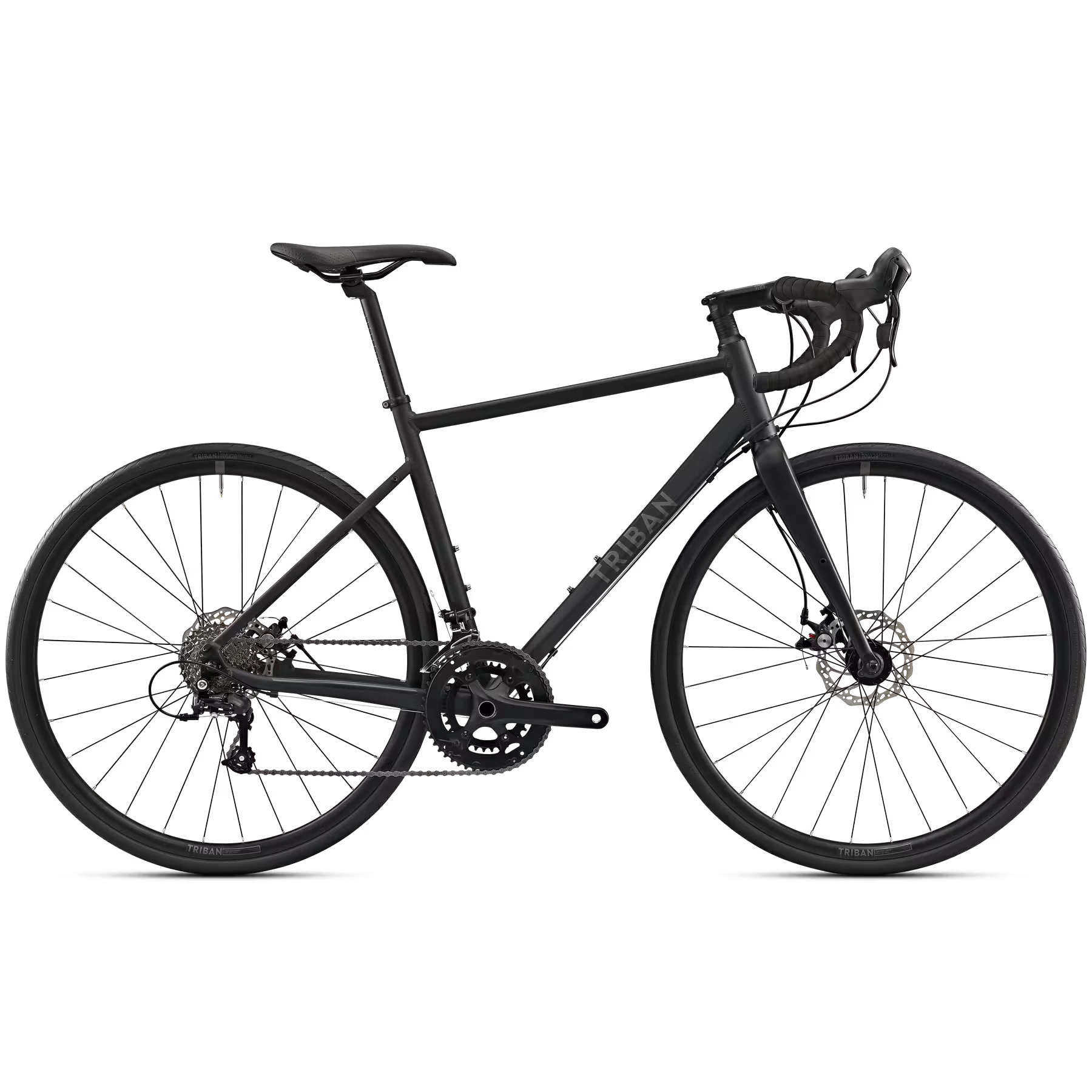 Vélo route cyclotouriste Van Rysel RC500 Microshift 9V gris en conditions réelles sur la route