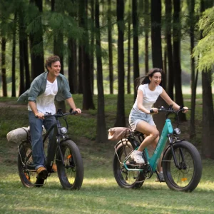 ENGWE E26 Step-Thru - fat bike electrique cadre ouvert en situation de test
