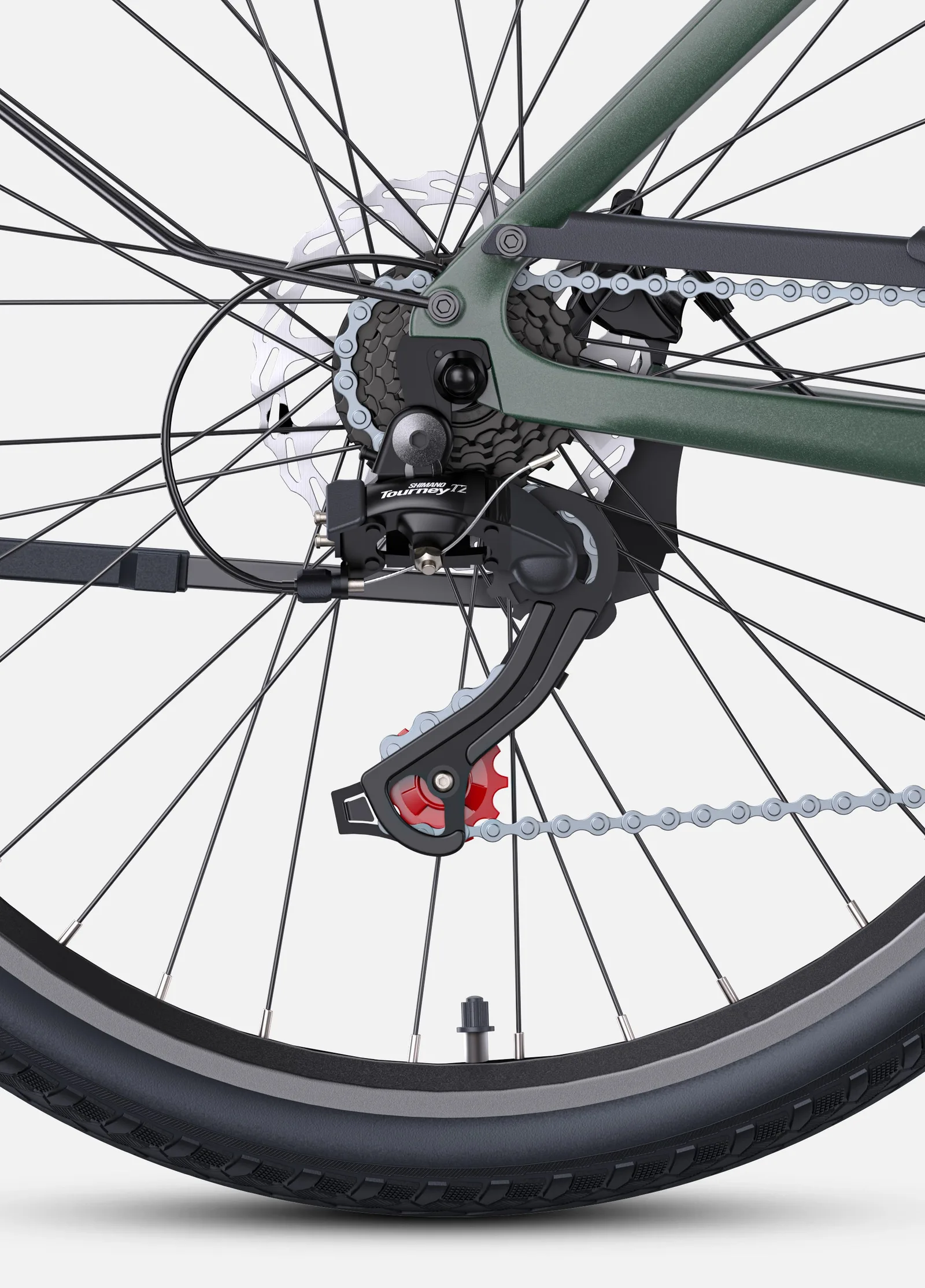 ENGWE N1 Air - detail transmission et freins en situation de test